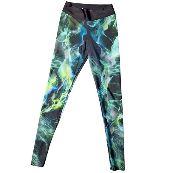 Badinka Neon plasma swirl psychedelic high waist leggings rave festival trippy M - Picture 4 of 4